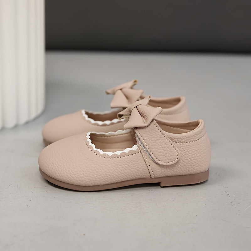 Girls' Mary Jane Shoes Solid Color Bowknot Lightweight Non-slip Flats for All Seasons