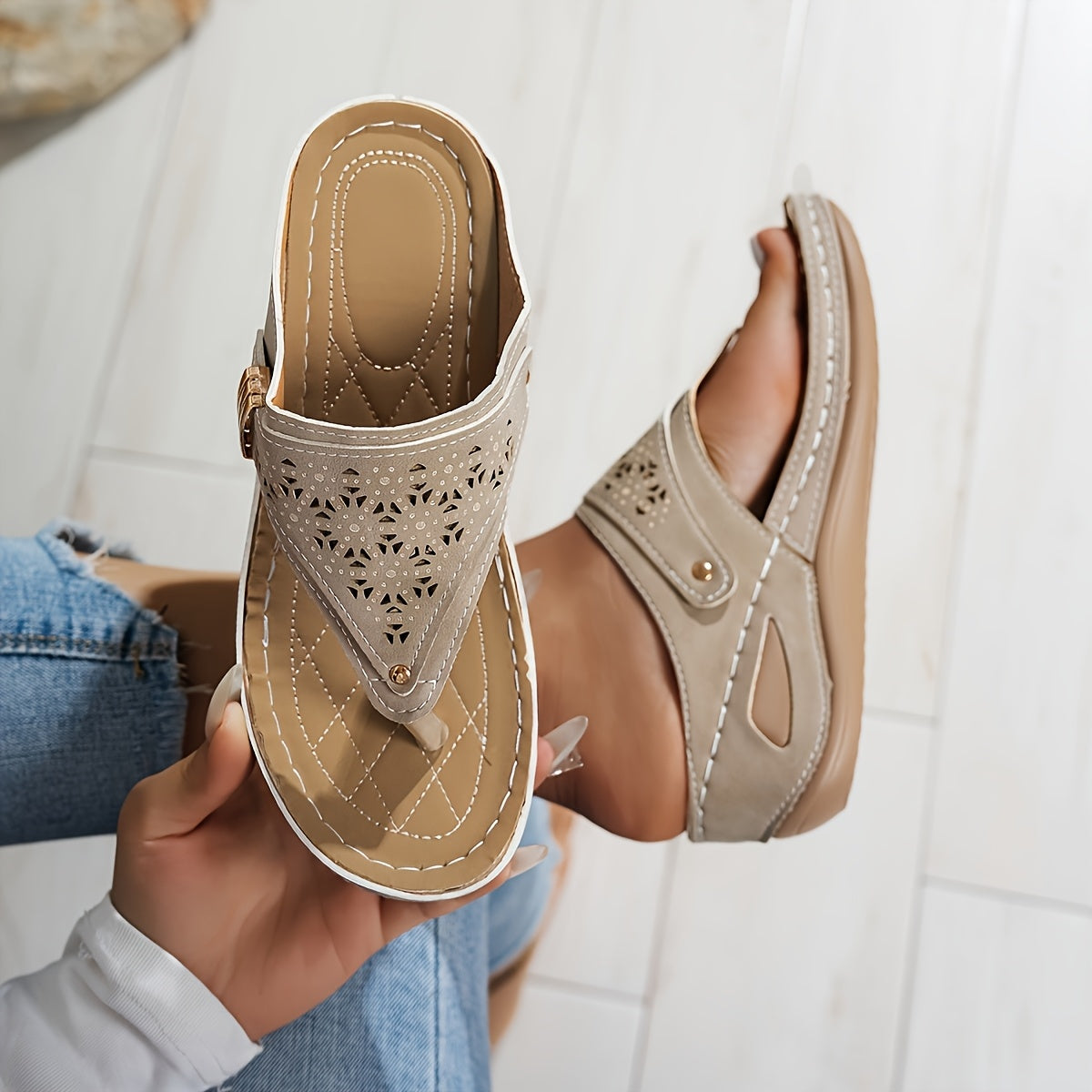 Women's Mesh Slip-On Sandals with Adjustable Ankle Strap Open Toe