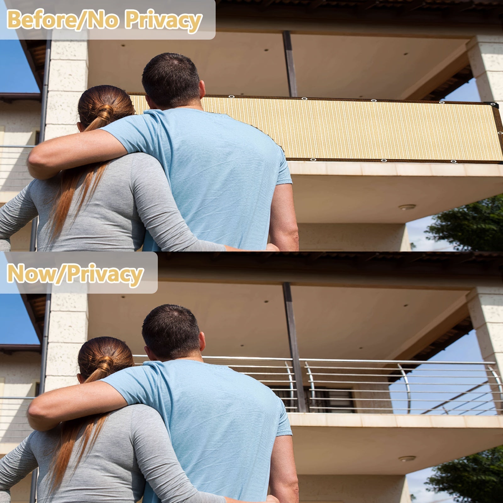 Бежевая защита для балконной ограды, экран, покрытие, УФ-защита, устойчивая к погодным условиям, уличный барьер для патио