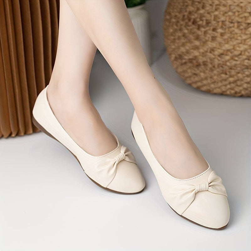 Women's Casual Bow Flats Slip-On Pointed Toe Shoes Polyurethane Foam Insole