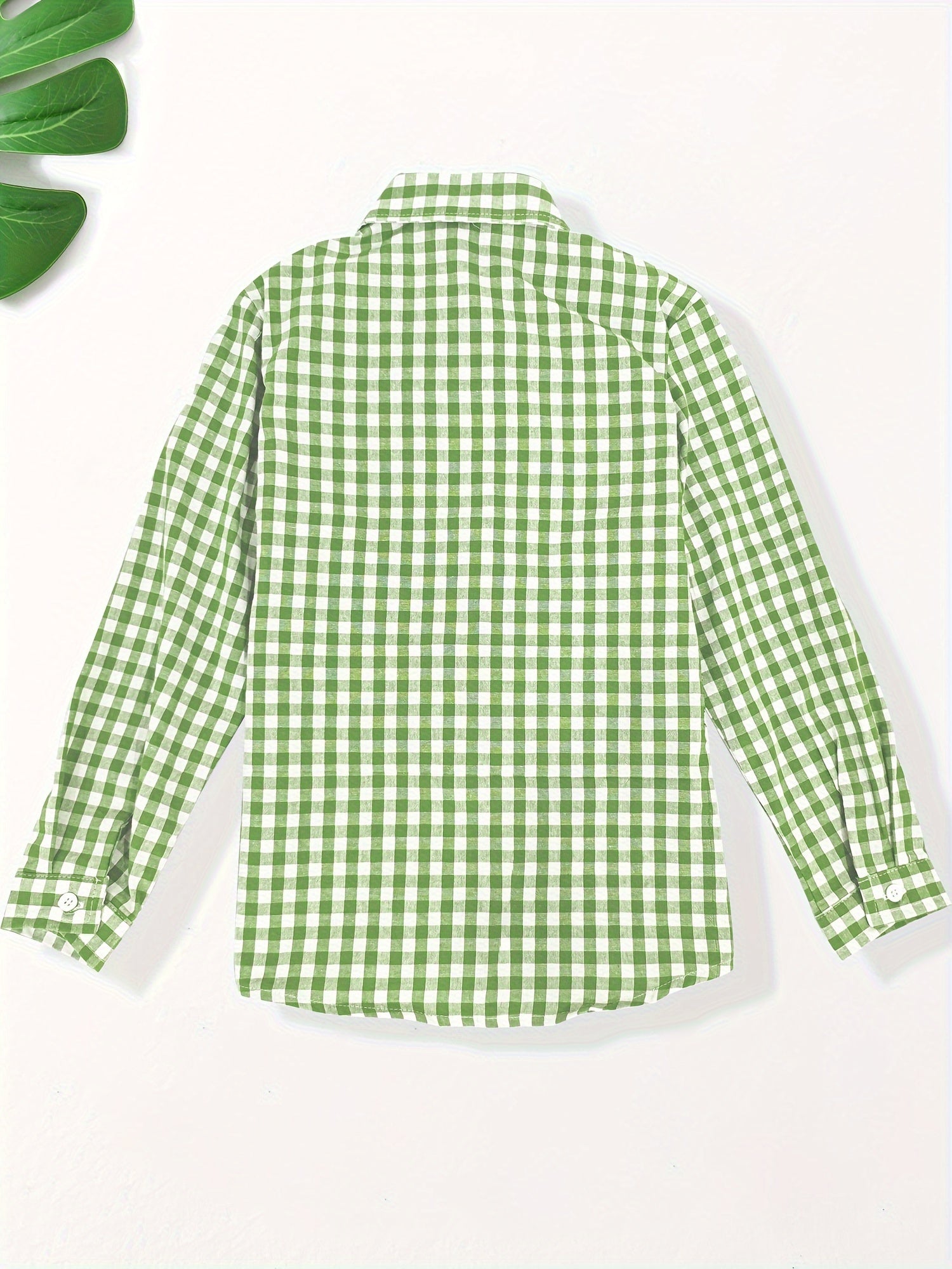 Camisa de manga larga a cuadros para niños, para niños y niñas, 100% algodón, ajuste regular, cuello de solapa