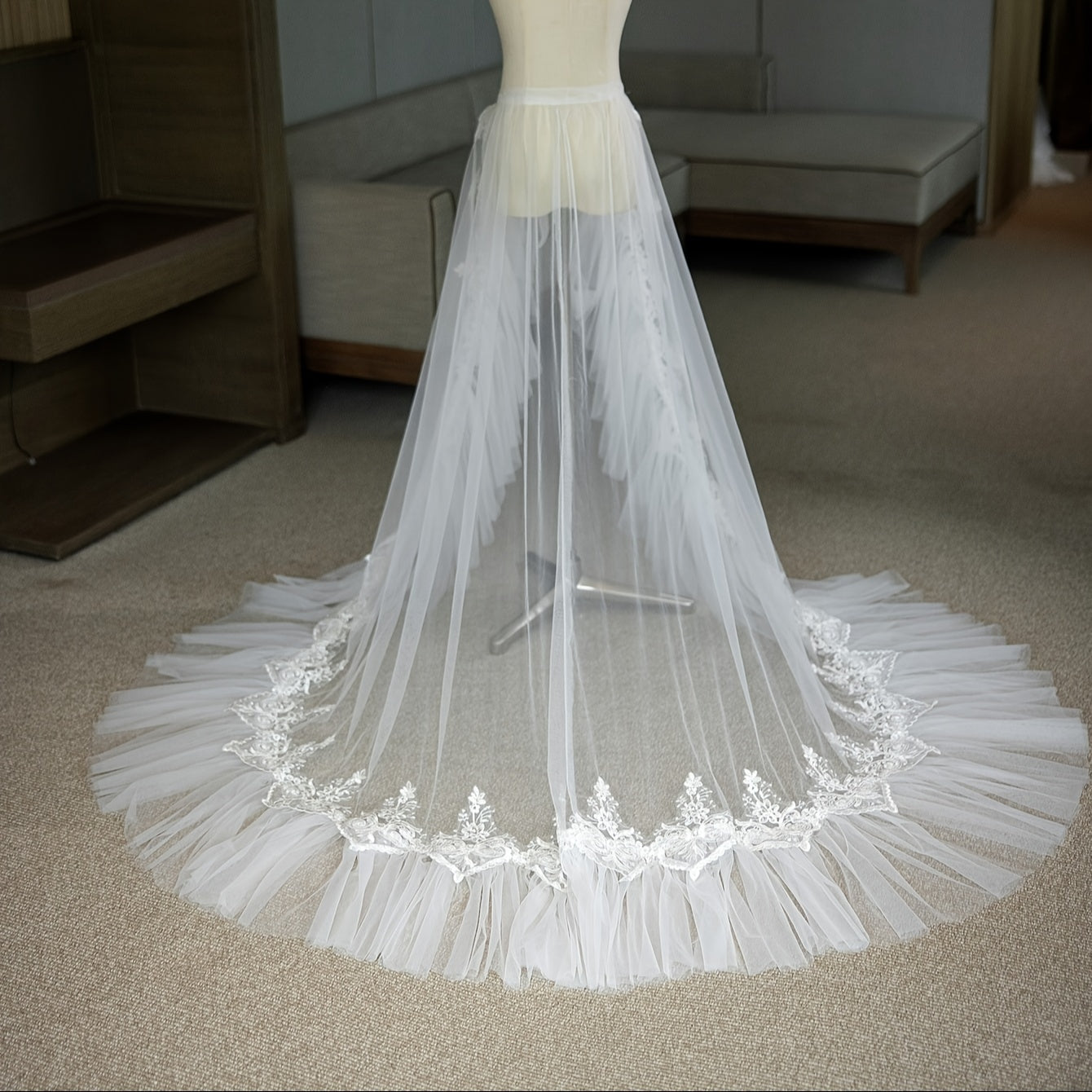 Vestido de novia de encaje con cola de pez, vestido de novia romántico para el gran día