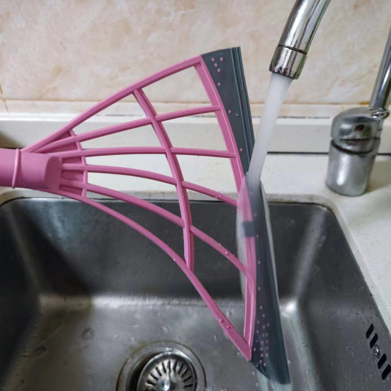 Alüminiy tutqichli shisha va polni tozalash uchun yig'iladigan plastmassa qopqog'li mop, hammomni tozalash uchun