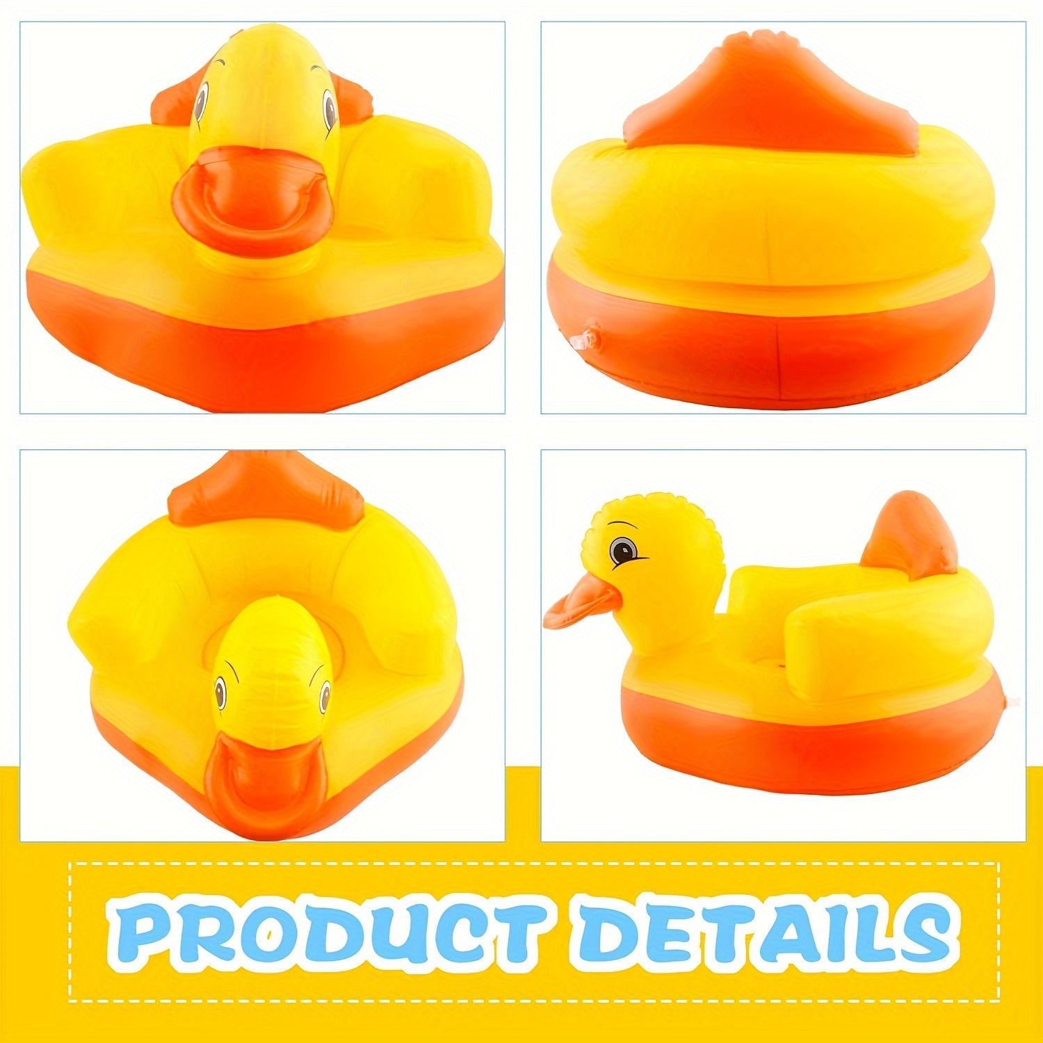 Yellow Duck Inflatable Baby Seat for Toddlers 3 Months and Up Summer Play