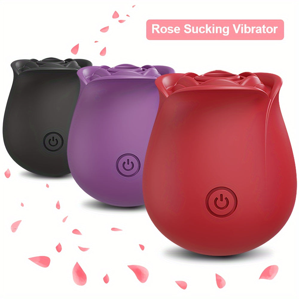 Women's Rose Sucking Vibrator Rechargeable Clitoral Stimulator with 10 Modes