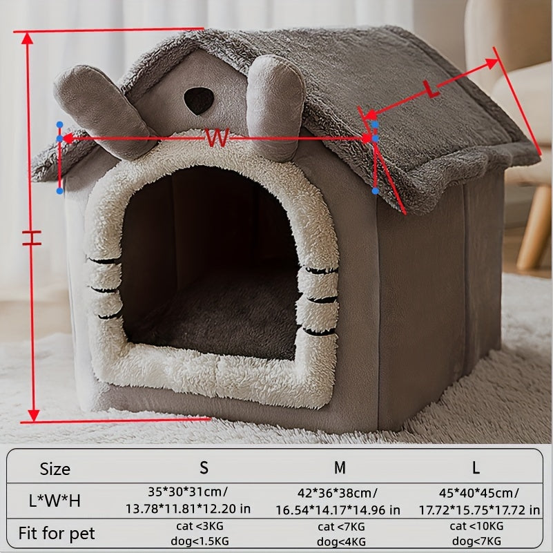 Foldable Washable Cat Bed with Non-Skid Bottom Indoor Use