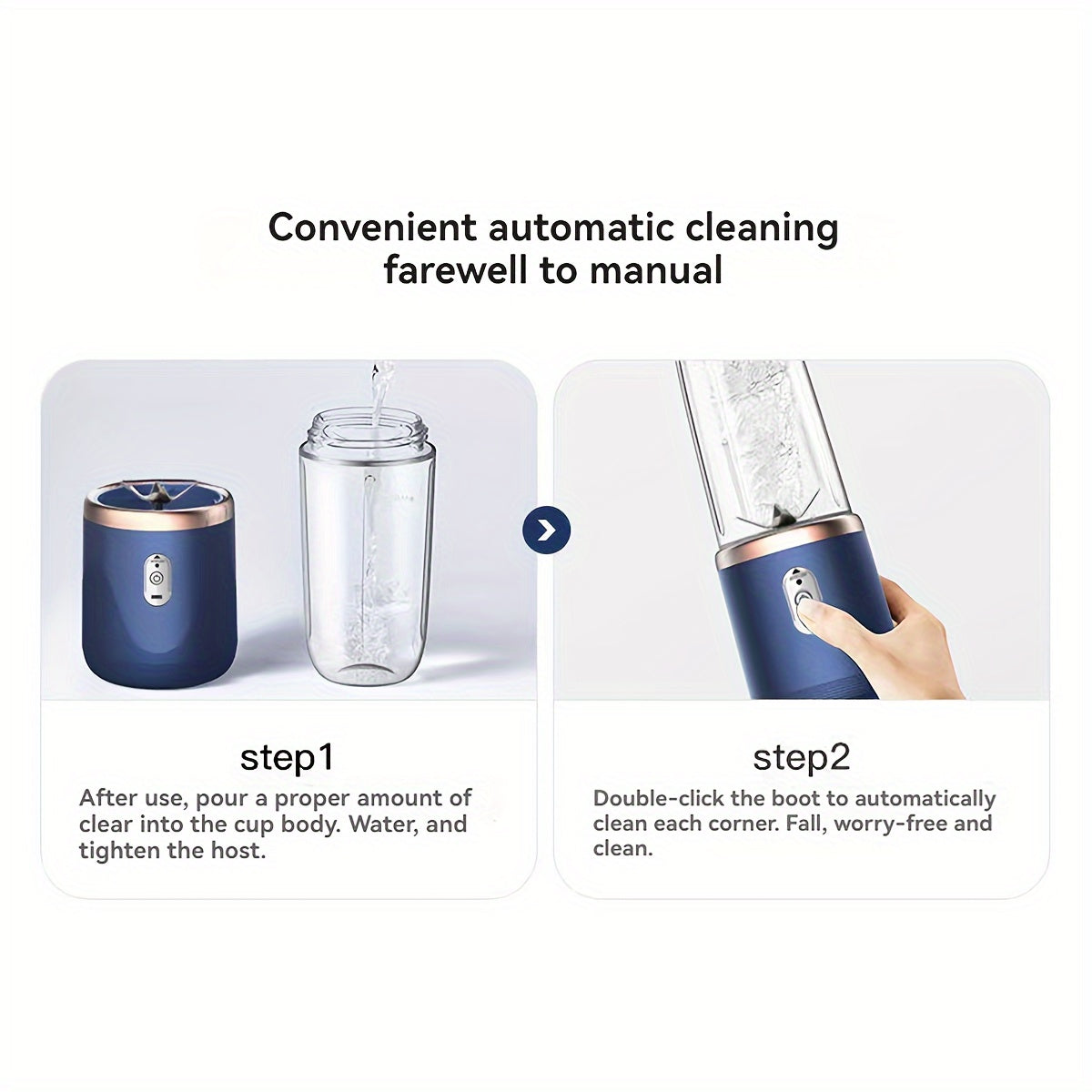 Portable Electric Juicer Blender Cup 400ml with 6-Blade Dual Cup USB-C Charging