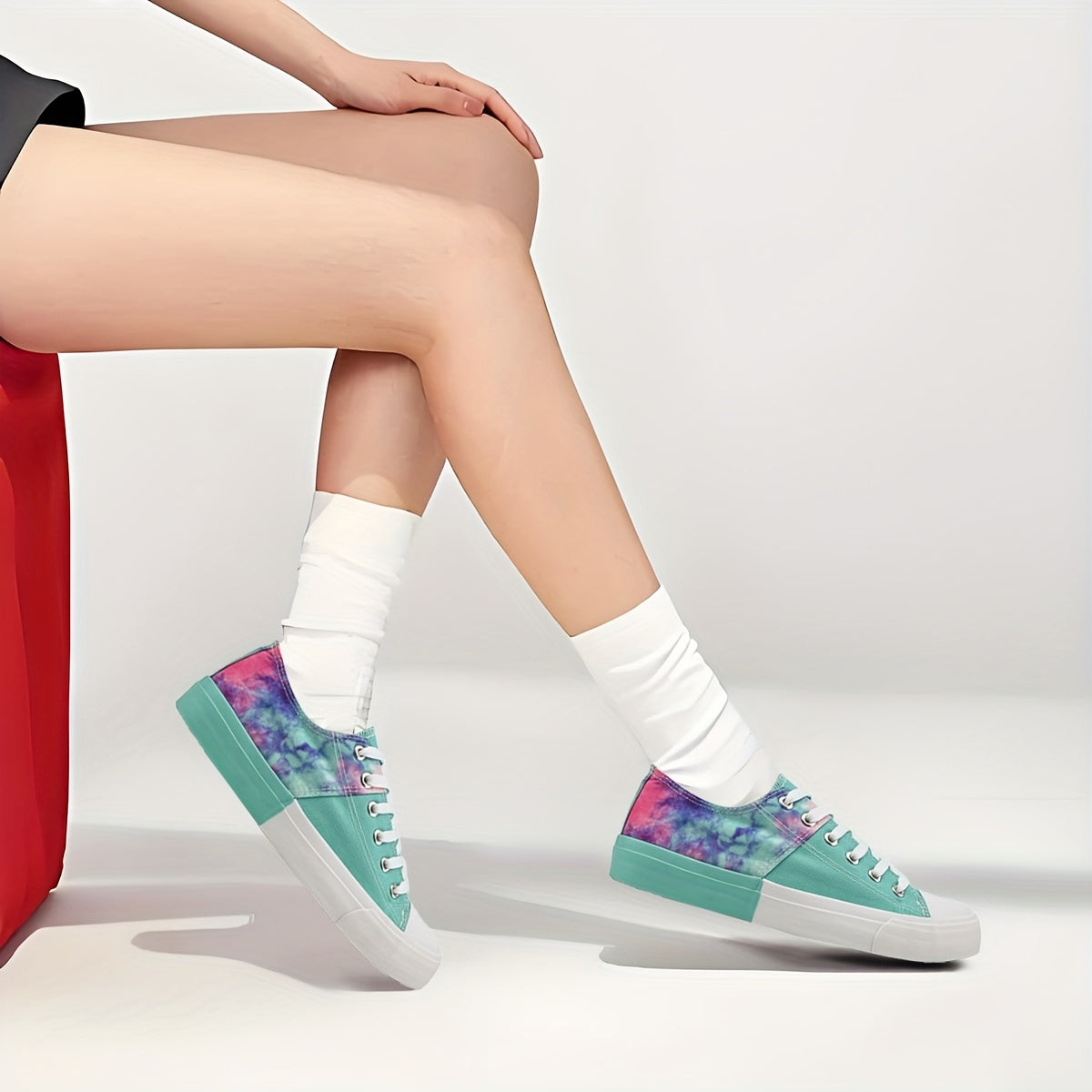 Women's Tie-Dye Low-Top Sneakers Casual Breathable Slip-On Walking Shoes