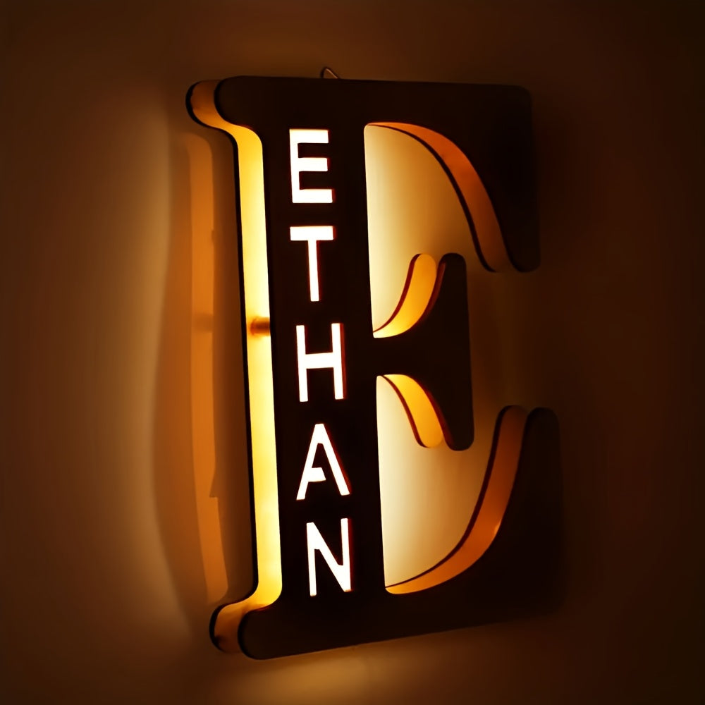 Personalized Wall Sconce with Engraved Name Night Light USB Powered Long-Lasting LED Bedroom Decor