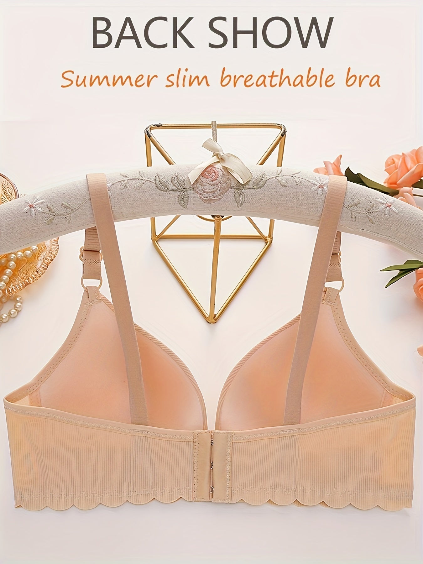 Women’s Maternity Nursing Bras 2 Pack Light Pink Beige Front Closure Ruffle Supportive