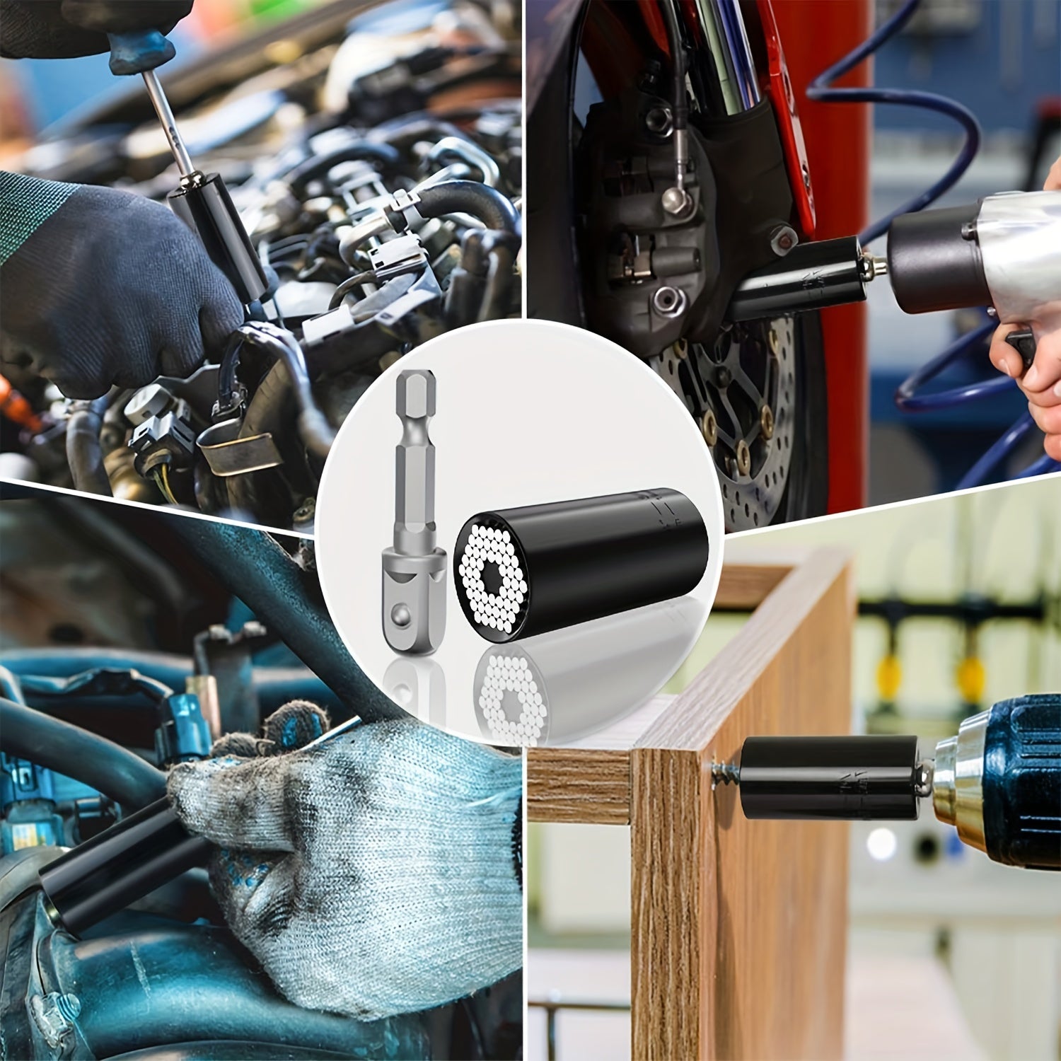 Universal Socket Wrench Set 7-19mm with Impact Sockets Adapter for Power Drill