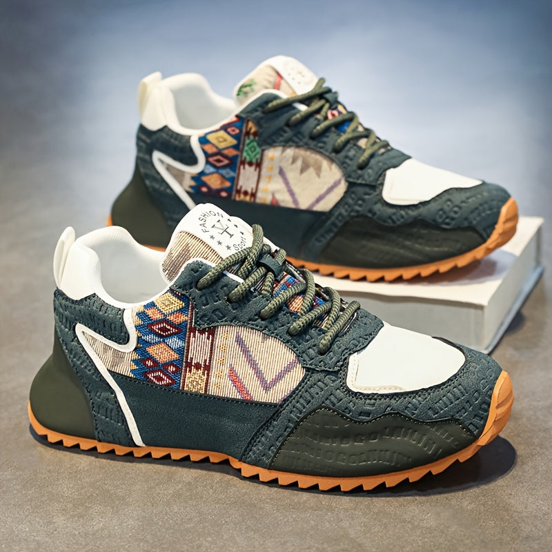 Men's Casual Lace-Up Sneakers All-Season PU Fabric Solid Color Low Top