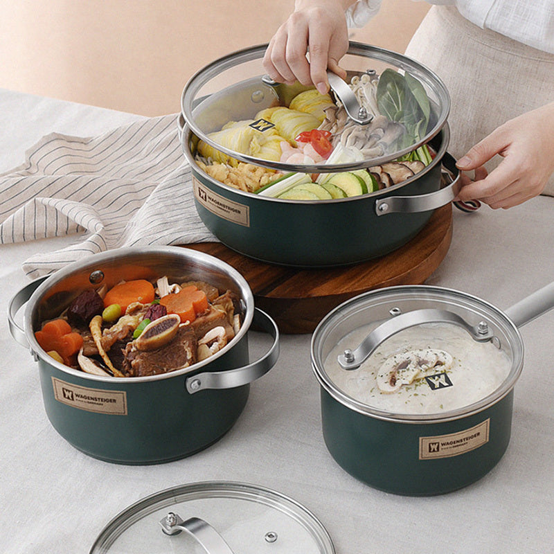 Stainless Steel Cookware Set with Ceramic Finish for Induction and Electric Stoves