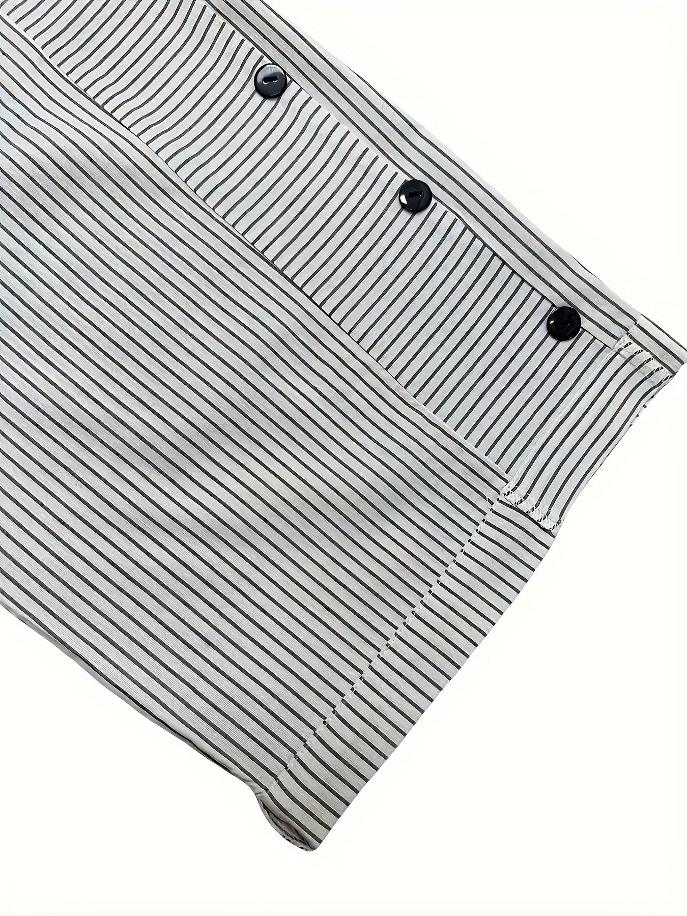 Women's High-Waist Striped Casual Shorts with Pockets Non-Stretch Polyester