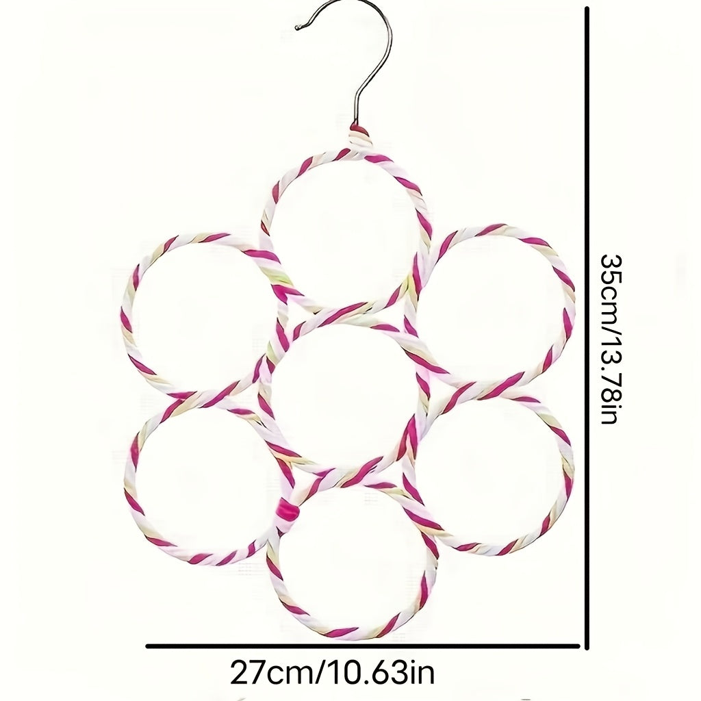 Ko'p rangli rattan qog'oz halqalar bilan temir doira sharf tutgichi, bog'lamlar va sharflarni tartibga solish uchun