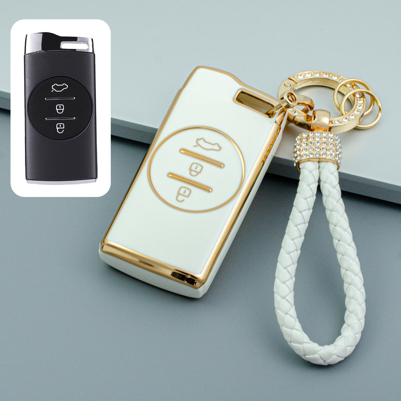 Universal Soft TPU Key Fob Cover with Keychain for Vehicles