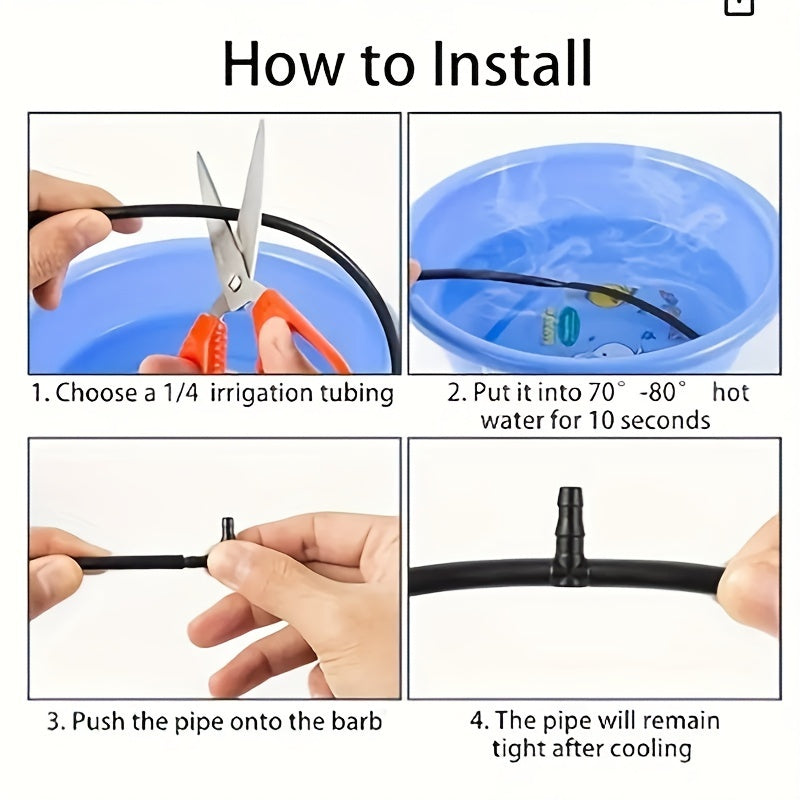 300pcs Drip Irrigation Kit 1/4 Inch Barbed Connectors for Gardens Greenhouses