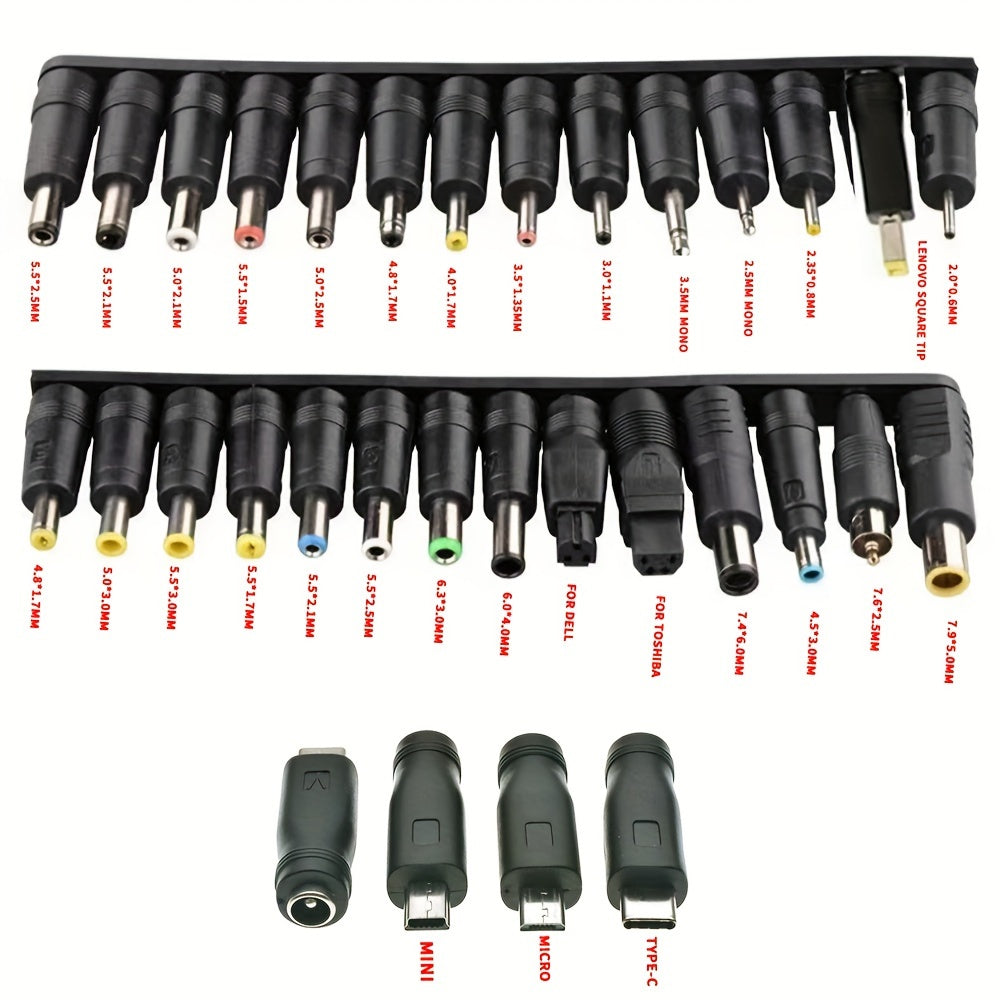 Multi-Function Power Adapter Set with 31pcs 5521DC Converter Heads