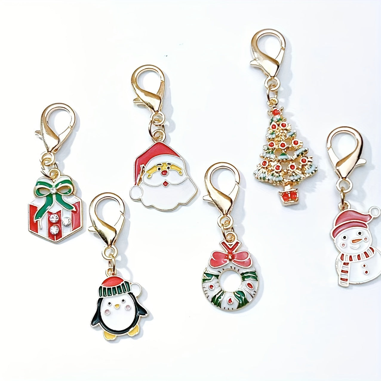 Christmas Keychain Charms Zinc Alloy Festive Holiday Gift Bag Pendants