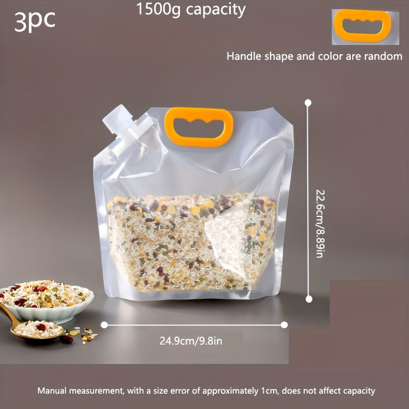 Transparent Cereal Bags with Lids for Rice Storage 500g 1000g Moisture Proof