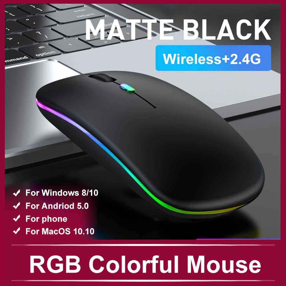 Wireless Rechargeable Optical Mouse with RGB Backlight for Notebook and iPad