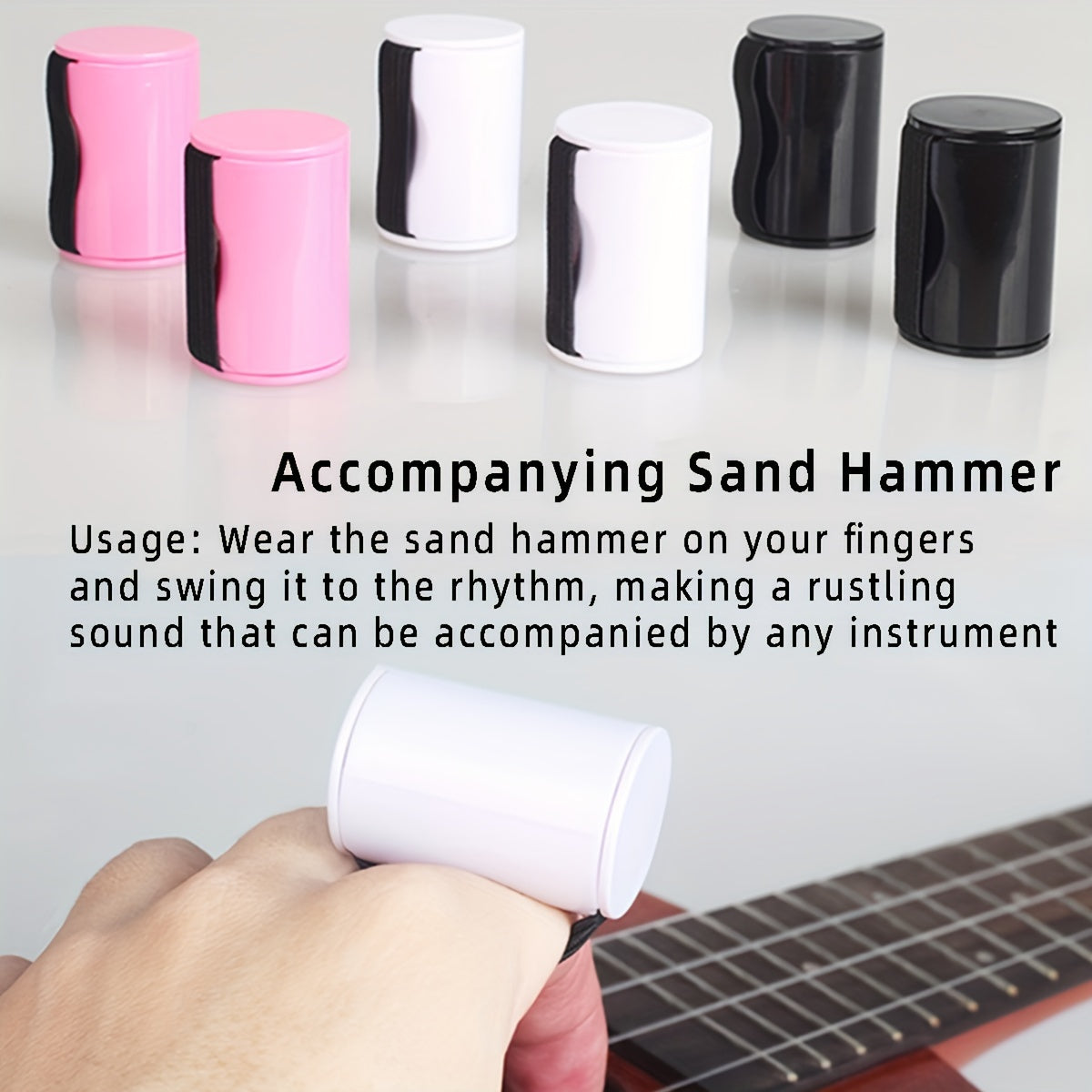 Pink Ukulele Finger Sand Hammer Durable ABS Percussion Instrument for Guitar and Ukulele