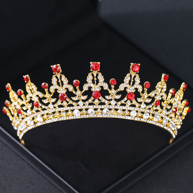 Red Crystal Tiaras for Women Prom Bridal Rhinestone Wedding Hair Accessories Crown