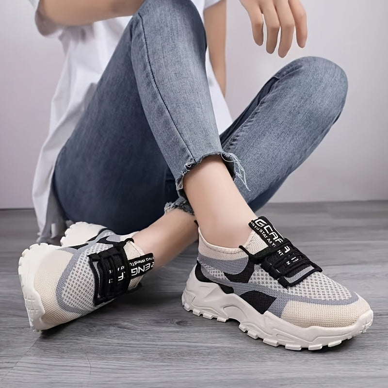Women's Mesh Sneakers Lace-Up Fabric Upper TPR Sole Casual All-Season