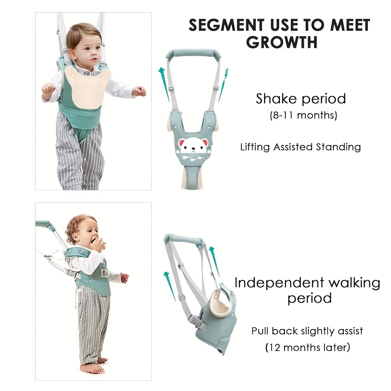 Adjustable Safety Harness Strap Rope with Removable Crotch Protector for Walking Assistance