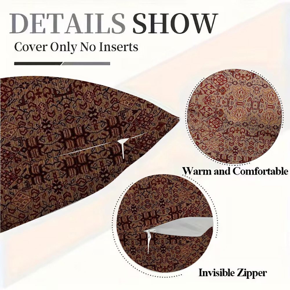 Bohemian Style Golden Brown Double-Sided Pillow Cover 45x45cm Decorative Cushion Cover for Sofa Bedroom
