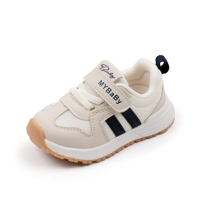 Unisex Toddler Sports Sneakers with Striped Fabric and Breathable Mesh for All-Season Walking