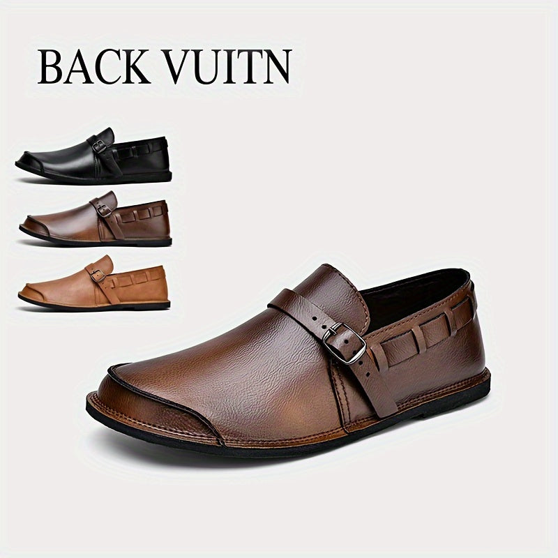 Men's Vintage Slip-On Loafers Microfiber Upper Rubber Sole Brown Black Dark Brown