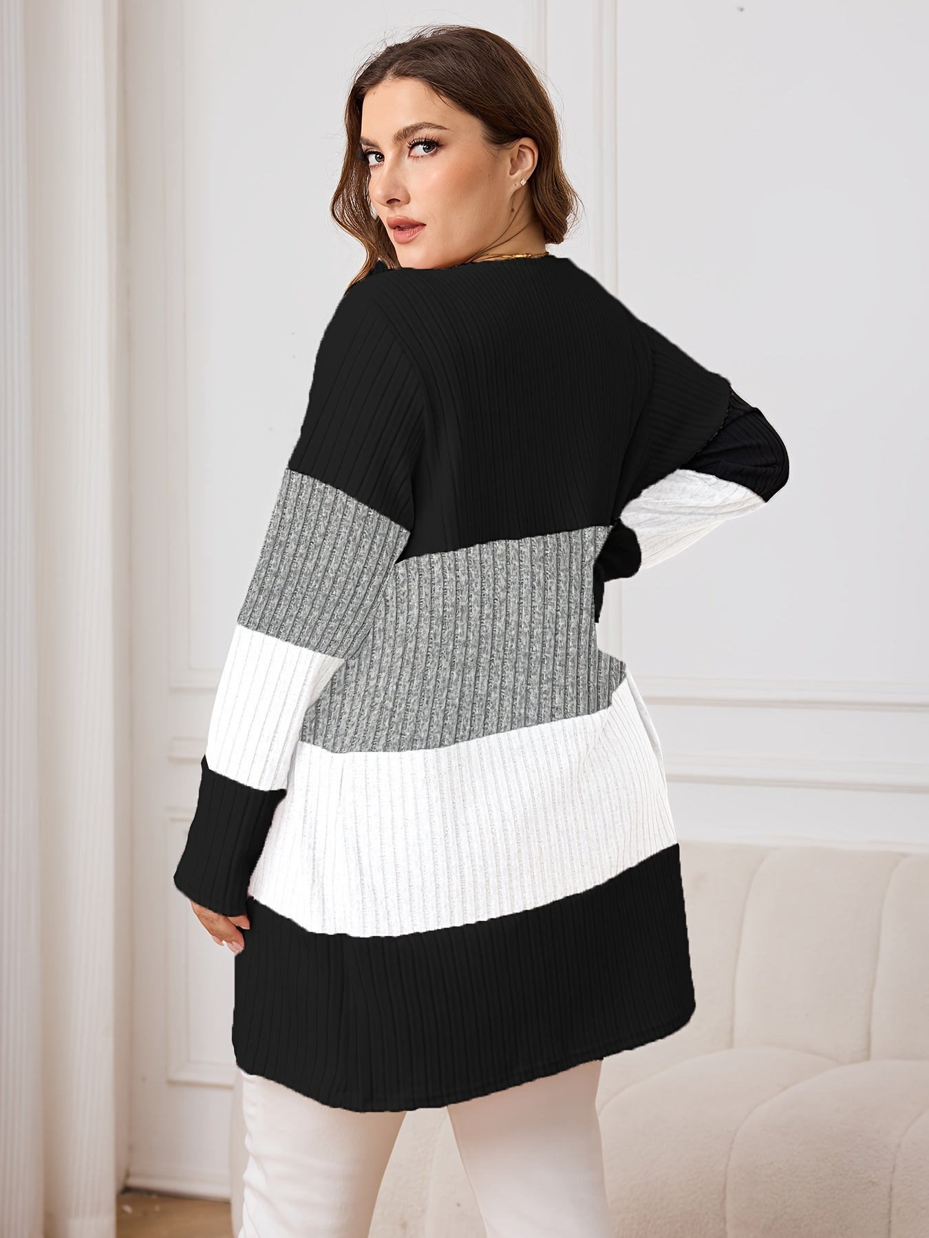 Plus Size Women's Cardigan Autumn Winter Knit Long Sleeve Plus-Size Fashion