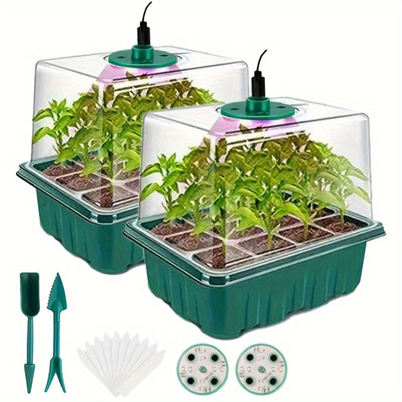 Seedling Starter Kit with Growth Lamp Germination Kits Adjustable Dome LED Bulbs Indoor Greenhouse