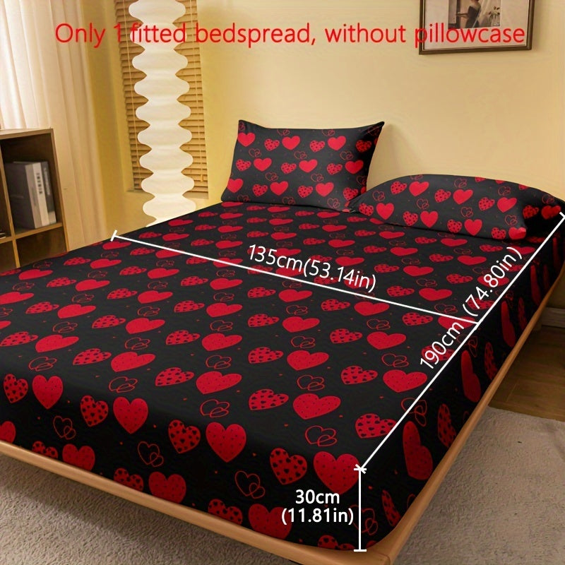 Simple Love Print Brushed Fitted Sheet Deep Pockets Soft Mattress Protector for Bedroom or Guest Room