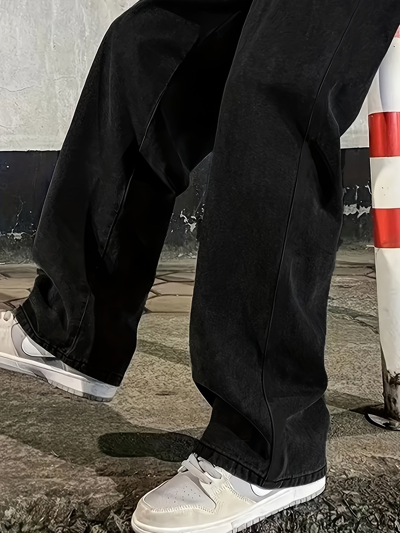 Men's Straight Leg Denim Jeans Casual Washed Mid-Length Solid Color Non-Stretch