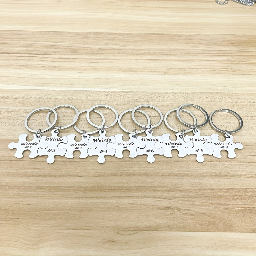 Set of 5-10 Engraved Stainless Steel Best Friends Puzzle Keychains for Graduation Christmas