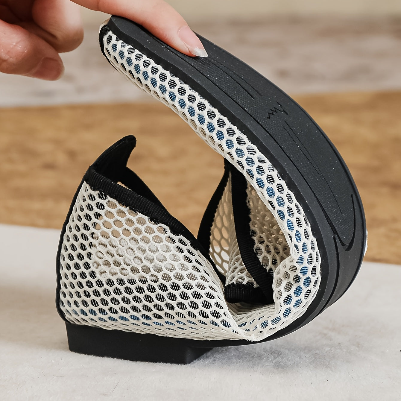 Women's Mesh Mary Jane Flats Slip-On Comfort Shoes with Square Toe