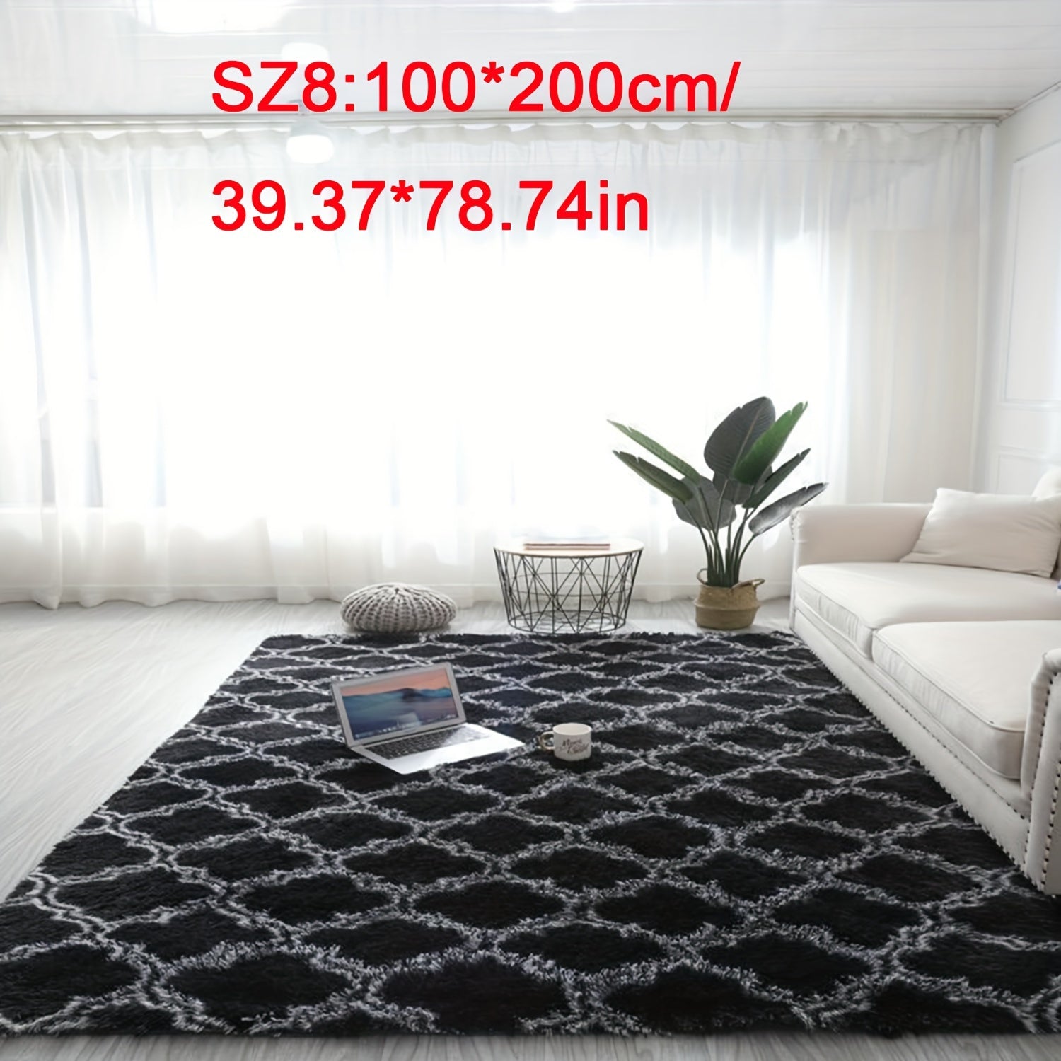 Yashash xonasi va yotoqxona uchun tekislangan nordik uslubdagi shpatli gilam, pol matosi, gilam