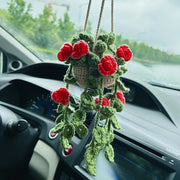 Handmade Crochet Car Mirror Charm Rearview Mirror Accessory Decor