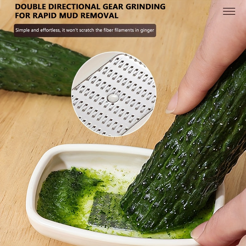 Qattiq po'latdan yasalgan tishli maydalagich oshxonada tez loyni olib tashlash uchun, zanjabil, sarimsoq va boshqa oziq-ovqatlar uchun mos. Oziq-ovqat xavfsiz dizayn va oson ushlash uchun tutqich bilan jihozlangan.