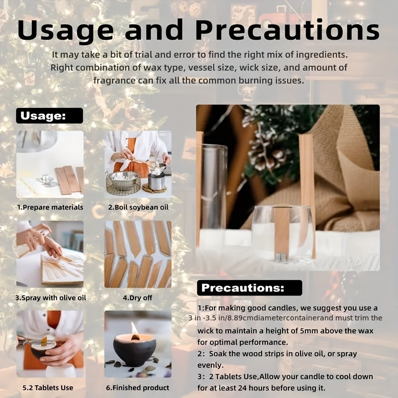 40 Pieces Wooden Candle Wicks 12.95cm Smokeless DIY Candle Making