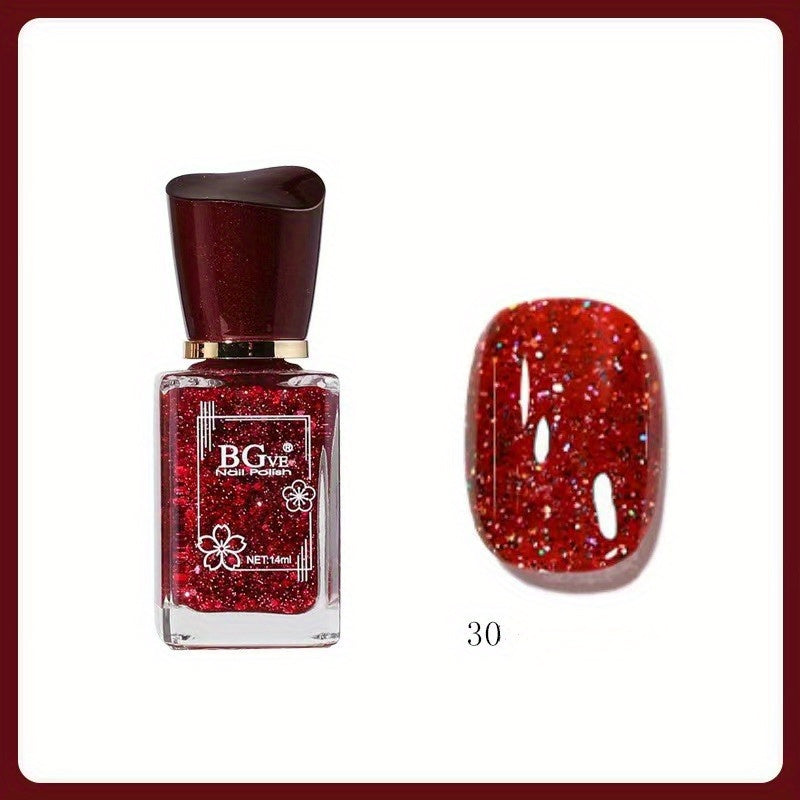 Women 14ML Quick Dry Nail Polish Non-Peelable One Step Bright Color