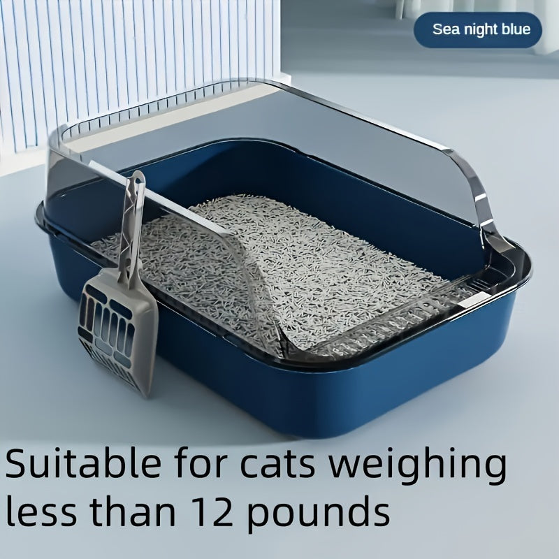 Plastic Cat Litter Box with Shovel Square High Edge Design Easy to Clean