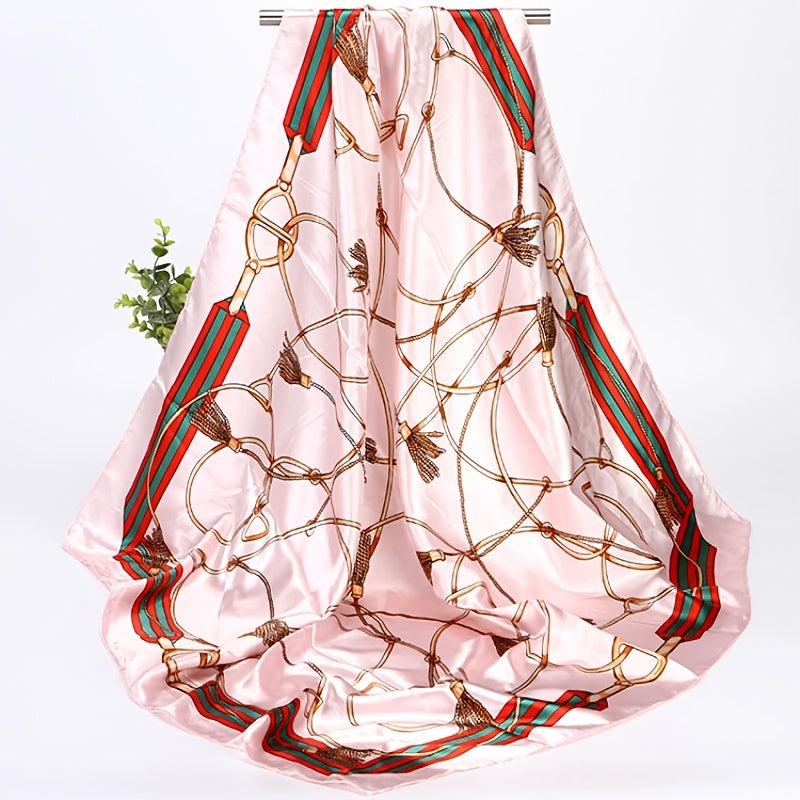 Large Satin Square Scarf Fashion Neck Wrap Lightweight Silk-Like Polyester