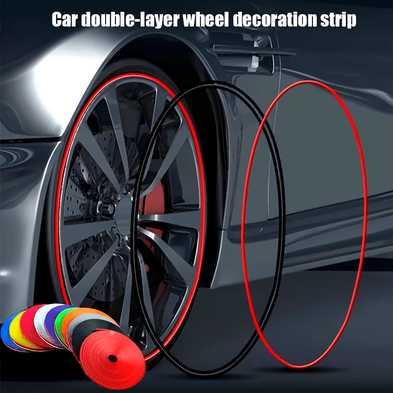 4pcs Car Wheel Hub Decorative Trim Anti-Scratch Tire Protection Strips Rubber