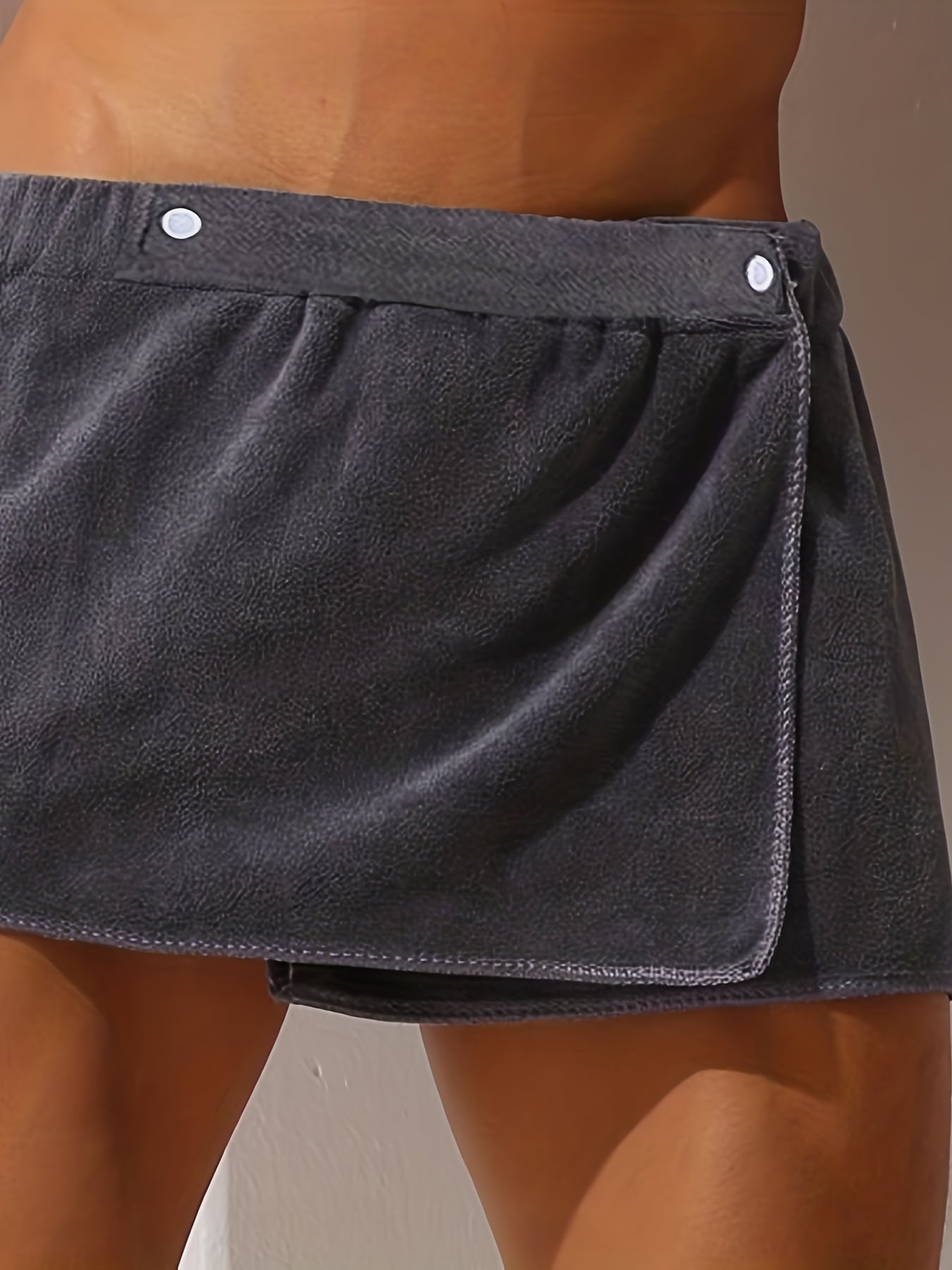 Men's Microfiber Bath Wrap Adjustable Fit Spa Shower Towel Gym Cover Solid Color