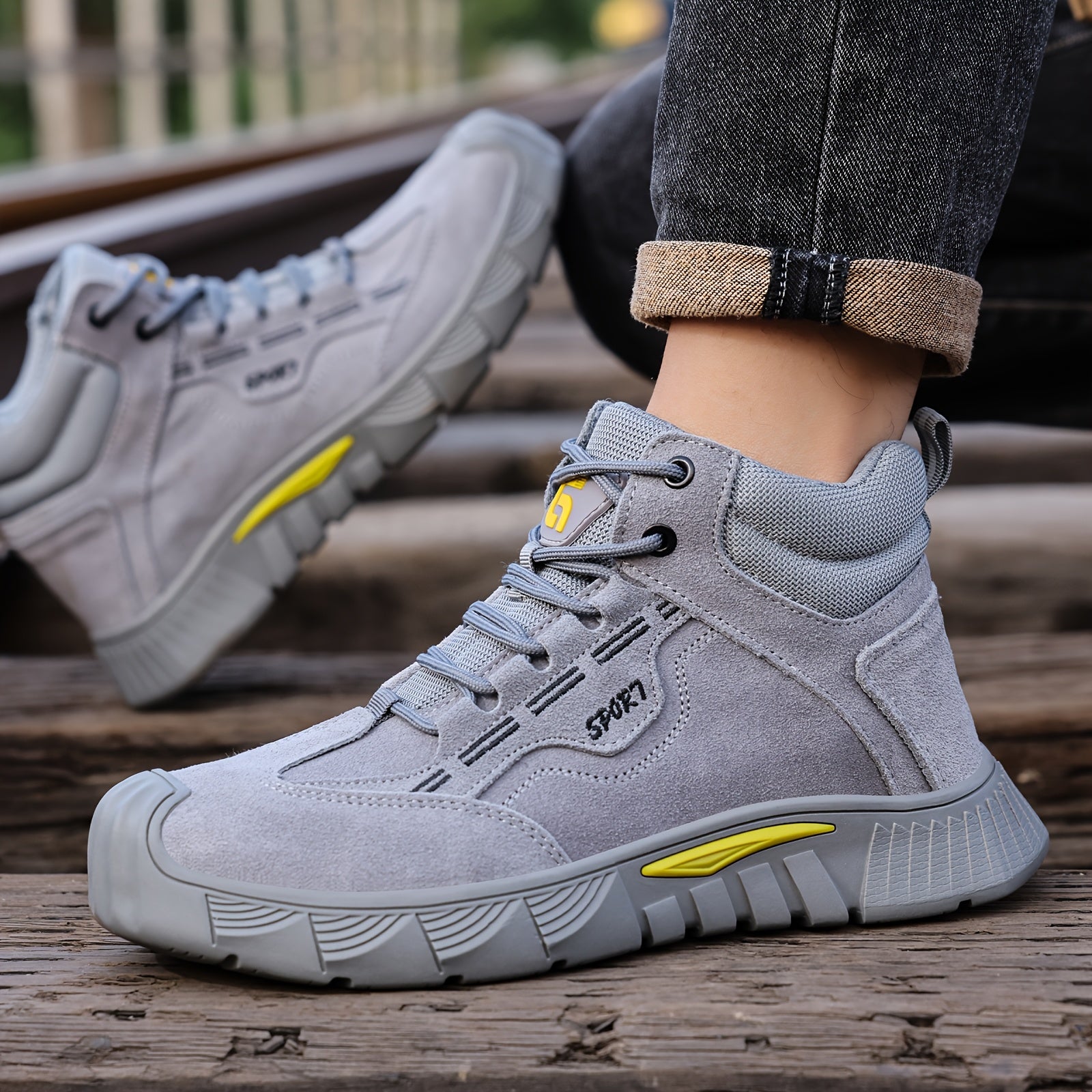 Men's Safety Shoes Waterproof Steel Toe Impact Puncture Resistant Durable Rubber Sole