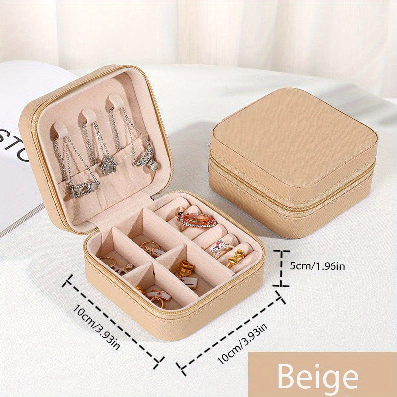 Portable Leather Jewelry Organizer for Earrings Rings and Necklaces