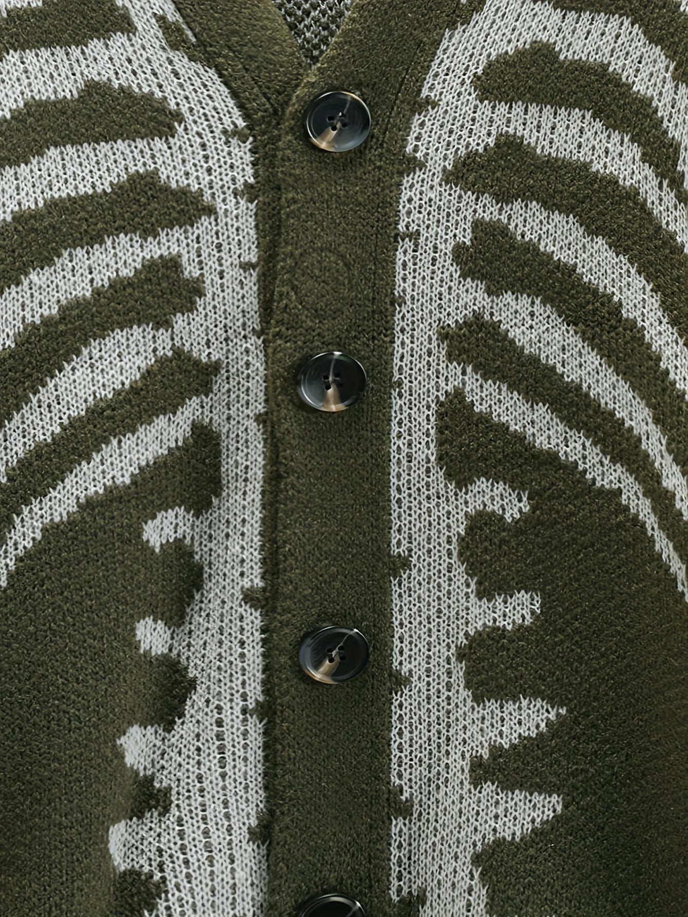 Men's Plus Size Skeleton Print Knit Cardigan Sweater Long Sleeve V-Neck Fall Winter